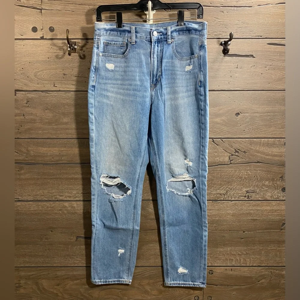 AE Light Wash Distressed Mom Jean - Picture 2 of 6